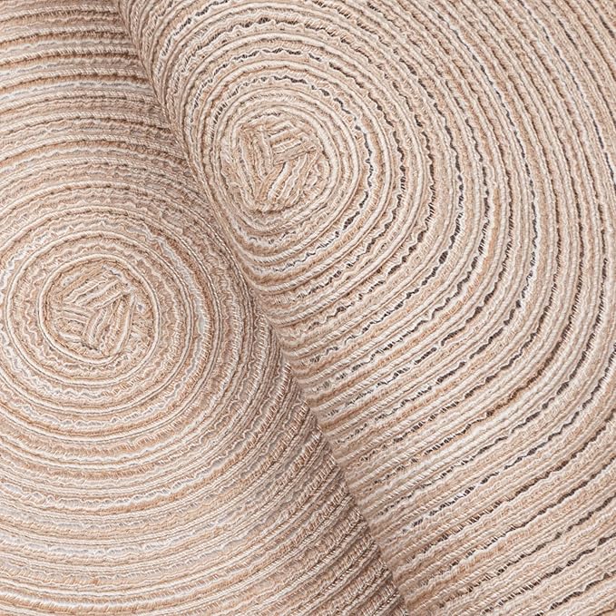 SHACOS Round Placemats Set of 4 Boho Braided Border 15 inch Circle Place Mats Washable Fabric Table Mats for Kitchen Dining Table, Beige