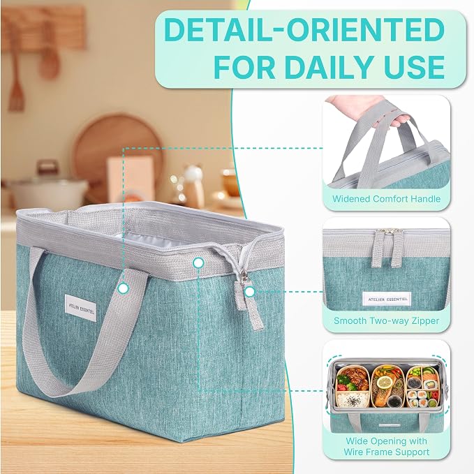 Insulated Lunch Bag Lunch Bag Women Lunch Bag for Women Lunch Box Cooler Bag Lunchbox for Work Lunch Box for Men Adult Lunch Box Womens Lunch Bags for Work (Green)