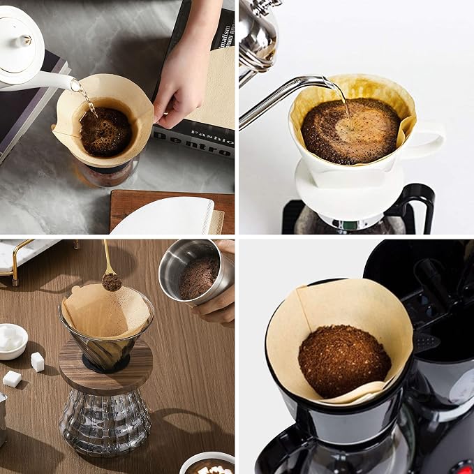 Coffee Filters #4,100 Count Disposable Coffee Filters 8-12 Cup,No Blowout,Unbleached Natural Coffee Filters 4 Cone Paper for Pour Over Coffer Makers/Coffee Dripper Cones