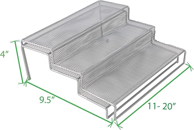 Mind Reader 3 Tier Metal Mesh Kitchen Storage Organizer, 2 Pcs, Silver