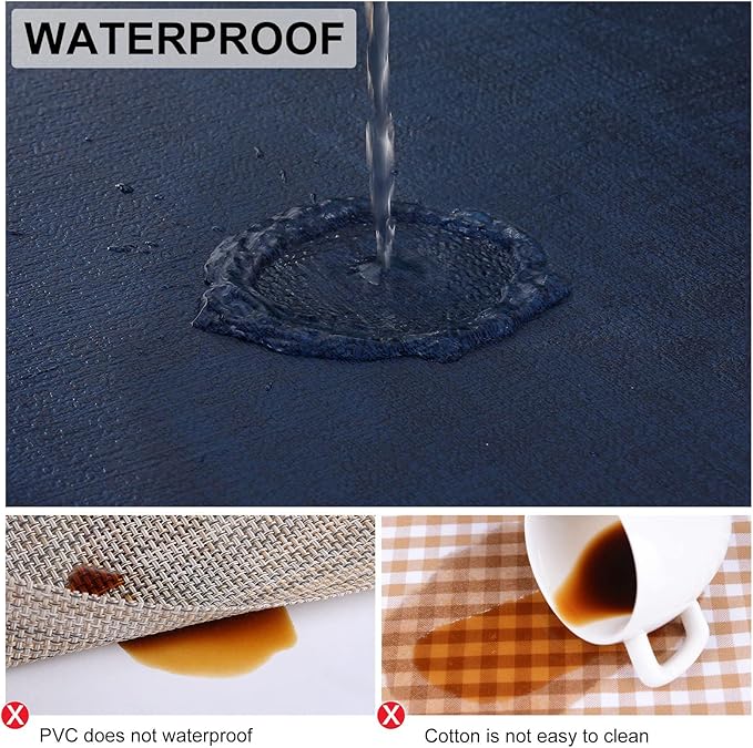homing Faux Leather Heat Resistant Placemats 4 Packs, Waterproof Wipeable Dining PU Place Mats for Indoor & Outdoor, Easy to Clean, Dark Navy Blue