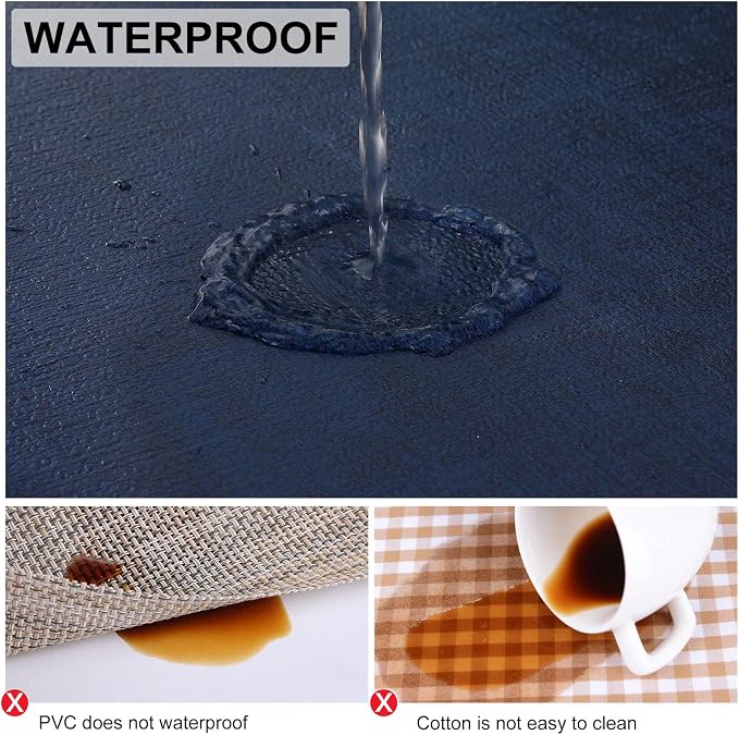 homing Faux Leather Heat Resistant Placemats 6 Packs, Waterproof Wipeable Dining PU Place Mats for Indoor & Outdoor, Easy to Clean, Dark Navy Blue