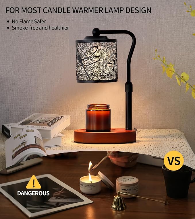 Candle Warmer Lamp with Timer, Dragonfly Candle Warmer Lamp with Jar Candles,Wax Melt Warmer for Housewarming Gift, Birthday Mother's Day Valentines Gifts for Women,Mom,Sister,Bedroom Home Decor