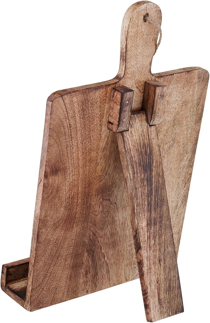 Wedding Cooking Gifts Wooden Cookbook Stand Chopping Board Style Foldable Recipe Book Stand Holder Easel for Kitchen Text Book Tablet L 9.5 x B 1.5 x H 14 inches (Brown)