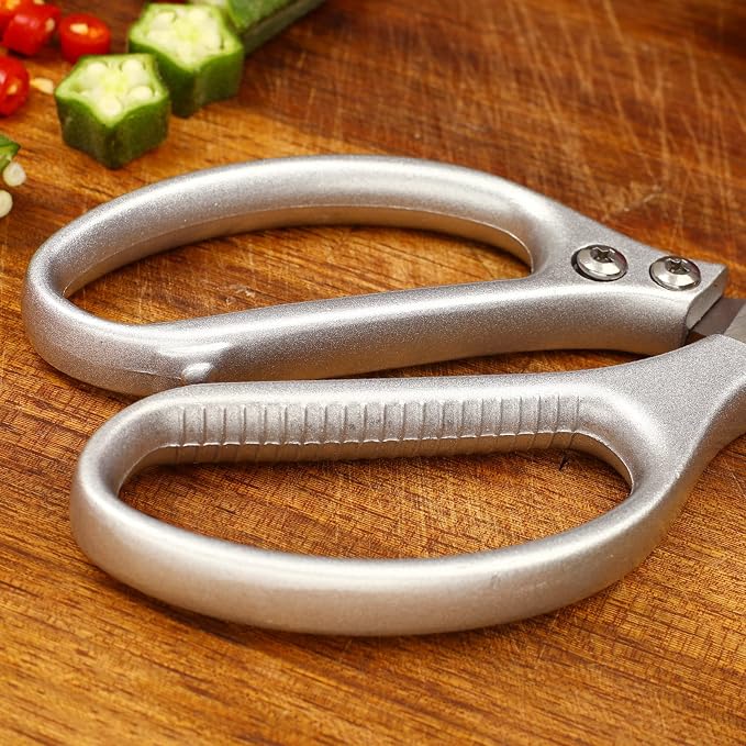 8.5" Kitchen Scissors for Food Chef Scissors Heavy Duty Culinary Scissor Full Metal Professional Sharp Kitchen Shears for Cooking Chicken Meat Pizza, Silver