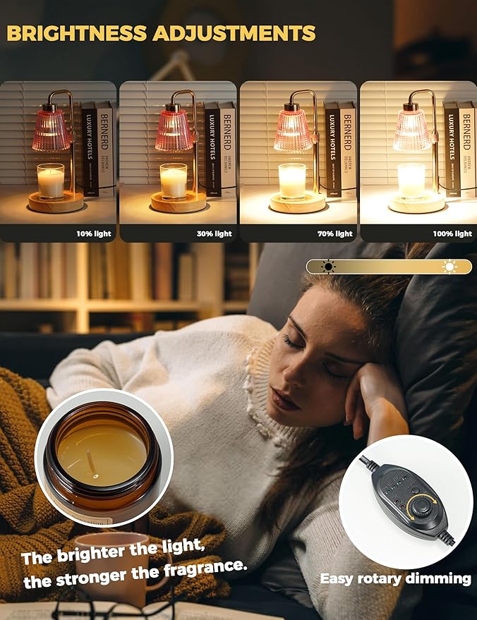 GODONLIF Pink Candle Warmer Lamp with Cycle Timer, Birthday Gifts for Women Mom Her, House Warming Gifts New Home Room Decor, Wax Melt Warmer for Jar Candles with 2 Bulbs