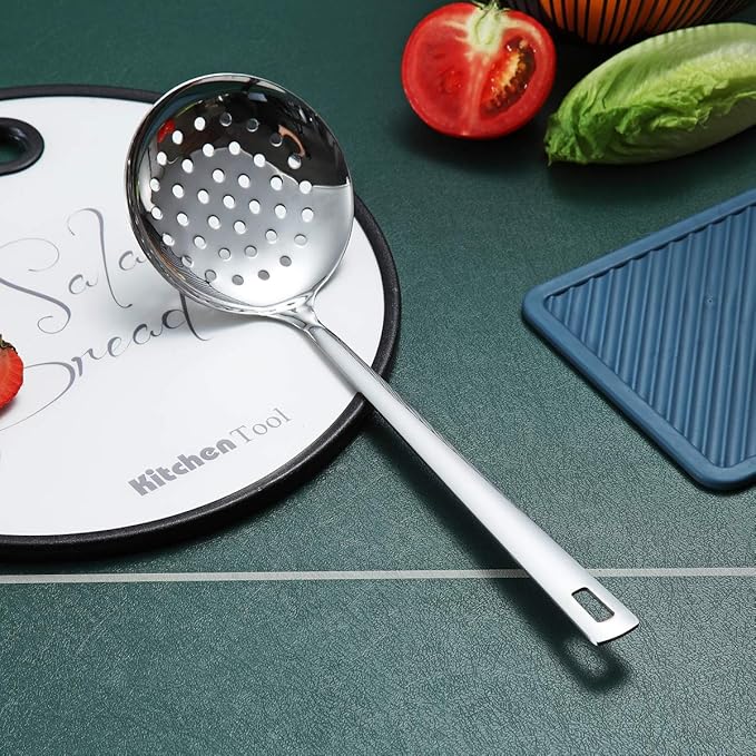 Stainless Steel Skimmer, Berglander Metal Strainer, Kitchen Cooking Skimmers For Non-Stick Cookware, Non-Stick And Heat Resistant, Dishwasher Safe, Easy to Clean