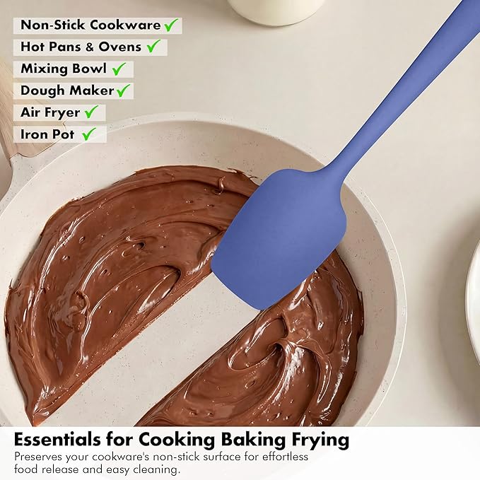 Silicone Spoonula Set: 600ºF Heat Resistant Food Grade Cooking Baking Utensils, Kitchen Flexible Nonstick Rubber Pan Spoon Spatula for Mixing, Scrambling, Scooping (3 Pieces, Multicolor 4)