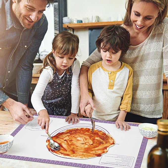 Non Stick Pastry Mat,Extra Large Silicone Baking Mat with Measurement, Food Grade Dough Rolling Mat for Making Cookies Macarons Bread Pie Crust, Easy to Clean& Multi-Purpose
