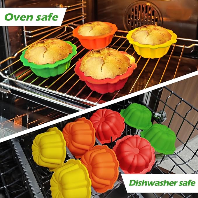 Webake 4 Inch Silicone Mini Cake Pan Set of 8, Nonstick BPA Free Fluted Tube Cake Pans for Baking, Muffins, Cupcakes