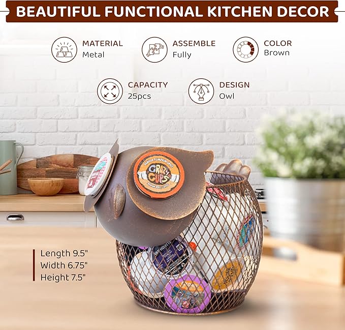 Made Easy Kit Coffee Pod Organizer - Home Coffee Bar Functional Décor - Café Station Countertop Storage Accessories (Bulldog)