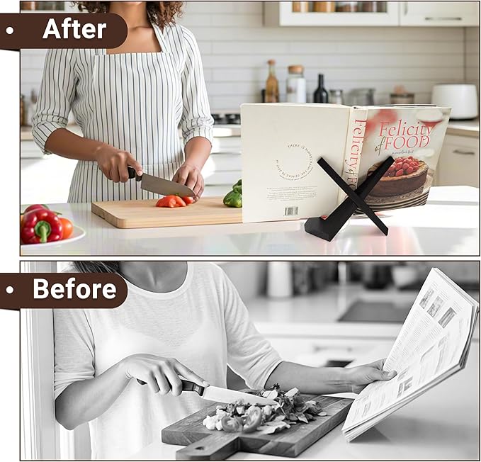 Yuoyar Wooden Cookbook Stand for Kitchen Counter - Detachable Recipe Book Holder - Kitchen Decor and Accessories