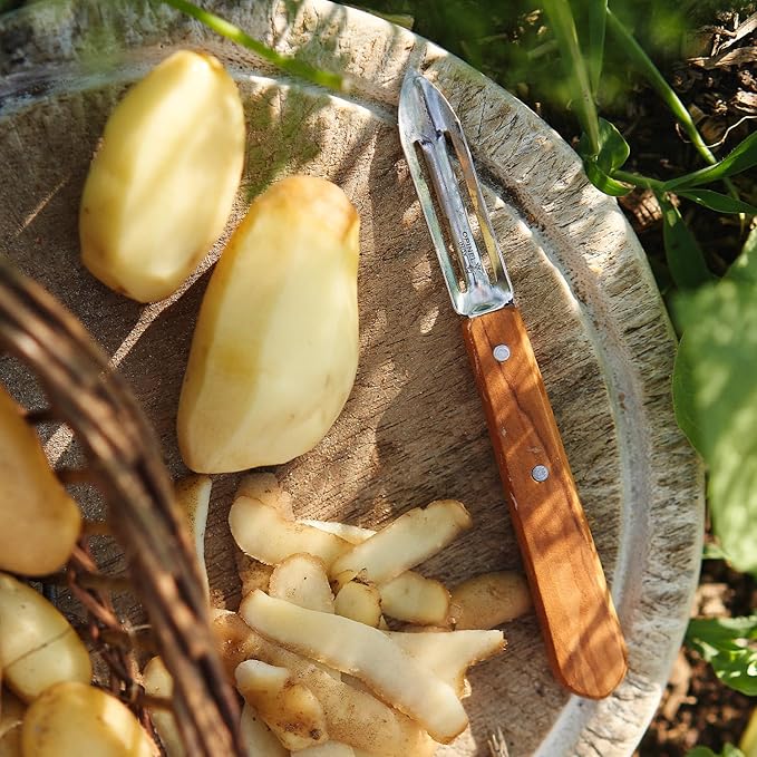 OPINEL Essential No.115 Peeler, Hornbeam Wood Handles, Made in France (Natural)