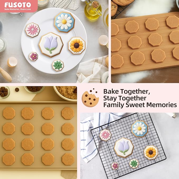 FUSOTO 6PCS Octagon Cookie Cutters Set, Stainless Steel Kitchen Baking Supplies, for Biscuit, Homemade Cookies, Cake Decorating, Geometric Cookie Cutter, (1.5", 2", 2.5", 3", 3.5", 4"), Octagon