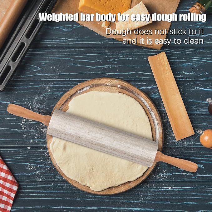 Marble Rolling Pin With Stand, 18.1-Inch Polished Non-Stick Stone Dough Roller With Wooden Handles for Baking Pasta, Pizza, Cookies, Pie Crust, Kitchen Pastry Tools (1, Viva Jade, 18.1)