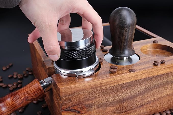 DIBTSA 58mm Espresso Distributor and Tamper, Dual Head Coffee Leveler, Adjustable Depth, Stainless Steel Espresso Distribution Tool for 58mm Portafilter (Black)