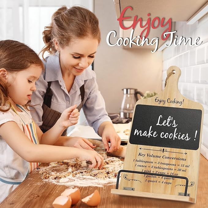 Cookbook Stand with Chalkboard Eraser, Mother Day Birthday Gifts for Women Mom Wife Grandma, Kitchen Baking Gifts for Woman, Recipe Book Holder Stand, Present Birthday Gift Ideas, Cookbook Holder