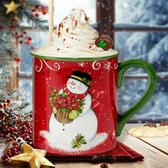 Certified International Holiday Magic Snowman 16 oz. Mugs, Set of 4