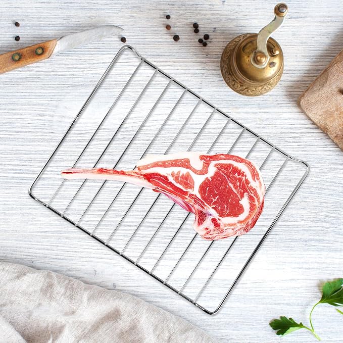 VOSAREA Cooling Rack Nonstick Baking Rack Stainless Steel for Baking Roasting Cooking Oven Safe Air Circulation Design for Crisper Foods Versatile Use Kitchen Grill