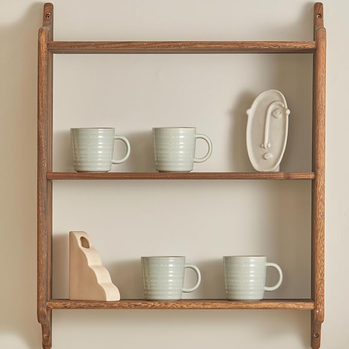 Bico Ceramic Coffee Mugs Set of 4, 17 oz Stoneware Coffee Cups with Handle and Ribbed Texture, Lead-Free Microwave and Dishwasher Safe, Warm Earthy Mug Set for Tea, Latte, Hot Chocolate (Sage Green)