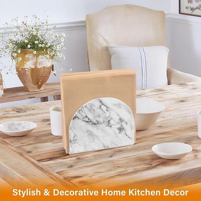 Acrylic Fall Napkin Holder for Table Kitchen Marble White Grey Cocktail Dinner Napkin Holders Paper Towel Dispenser Countertop Modern Home Decor