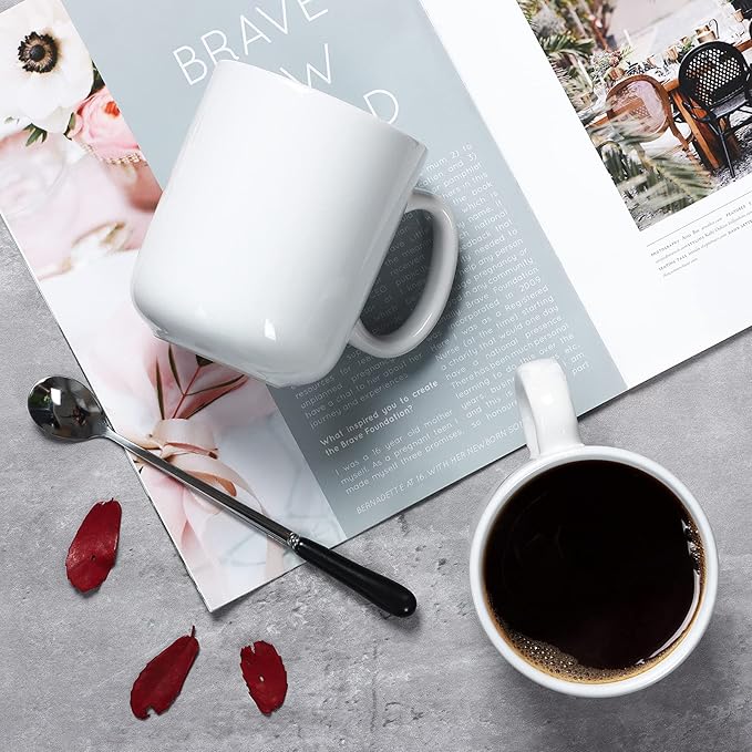 20 OZ Large Coffee Mug, M016 Plain Ceramic Boss Big Tea Cup with Handle for Dad Men, Set of 2, White