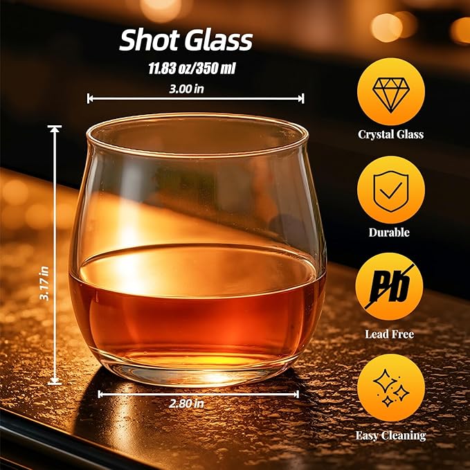 KAMMAK Shot Glasses Set of 2, 290ml/9.8oz Clear Espresso Shot Glass with Heavy Base for Bar Restaurants Home, Small Whiskey Shot Glass for Vodka, Whiskey, Tequila, Spirits & Liquors