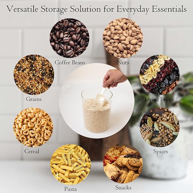 Glass Storage Jars Set Elegant Containers with Airtight Bamboo Lids, Perfect for Kitchen Organization - Flour, Rice, Pasta, Sugar, Coffee Beans (2 packs(37oz) / 2 packs(111oz))