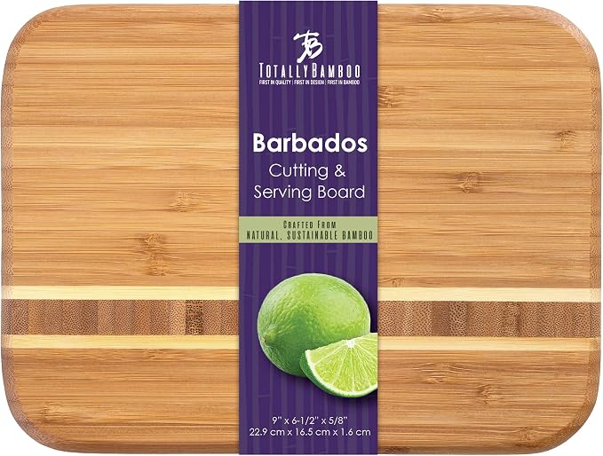 Totally Bamboo Barbados Bamboo Wood Cutting Board, 9" x 6.5"