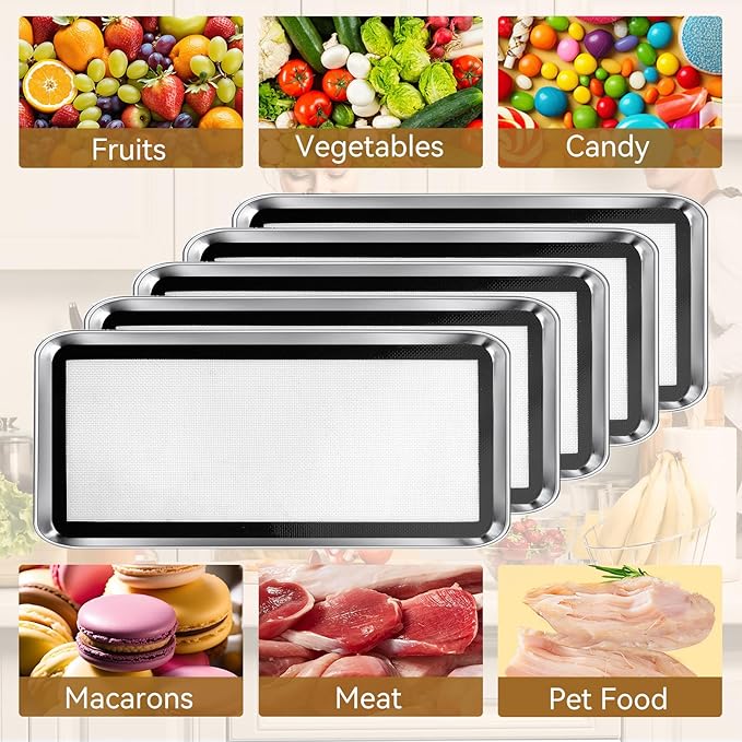Silicone Baking Mats for Harvest Right Freeze Dryer Trays, Small/Medium/Large, Food-Safe Non-Stick Freeze Drying Mats, Heat Resistant Reusable Oven Liners, Medium-5PCS