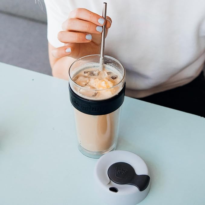 KeepCup Longplay - Reusable Coffee Cup, Double Wall Glass with Removable sleeve and splashproof sipper lid - 12oz/340ml - Matcha