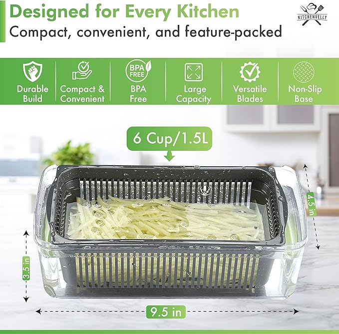 Vegetable Chopper 16 in 1 with Container, Veggie Chopper Food Chopper and Dicer, Onion Chopper Vegetable Cutter with 8 Stainless Steel Blades, Easy Meal Prep Kitchen Tool, Green