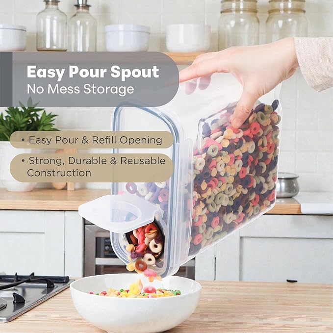 4 Pack Stackable Airtight Food Storage Containers (4L/135.2 oz) with Lids, Labels & Marker, BPA-Free Leakproof Pantry Organization for Cereal, Flour, Rice & Dry Food