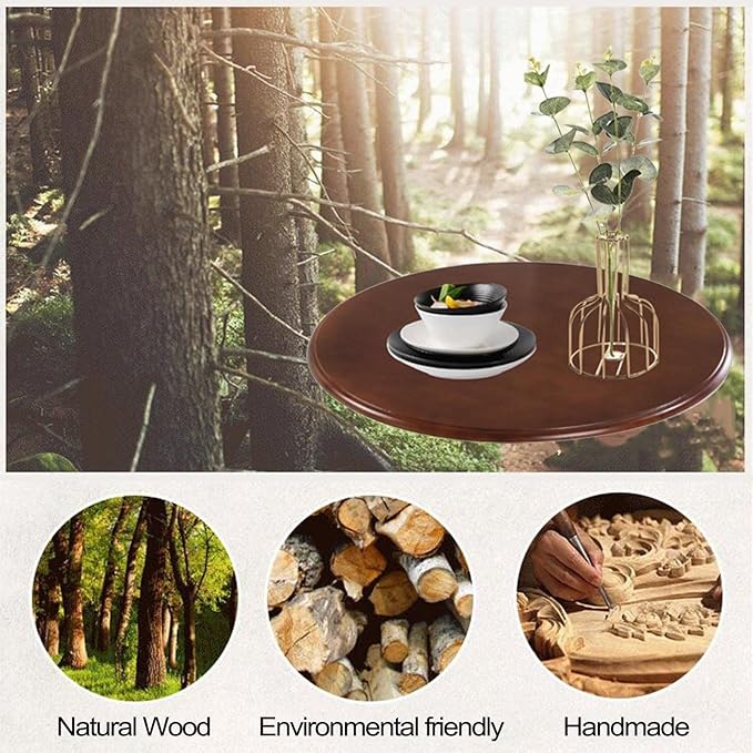 Kitchen Wood Lazy Susan, Handmade Round Wooden Turntable Diameter 70cm 80cm 90cm, Thicken 1.6cm, Strong Wood Serving Tray, Crack Resistants, Smooth Surface, Protects Hands ( Color : B , Size : 70cm )