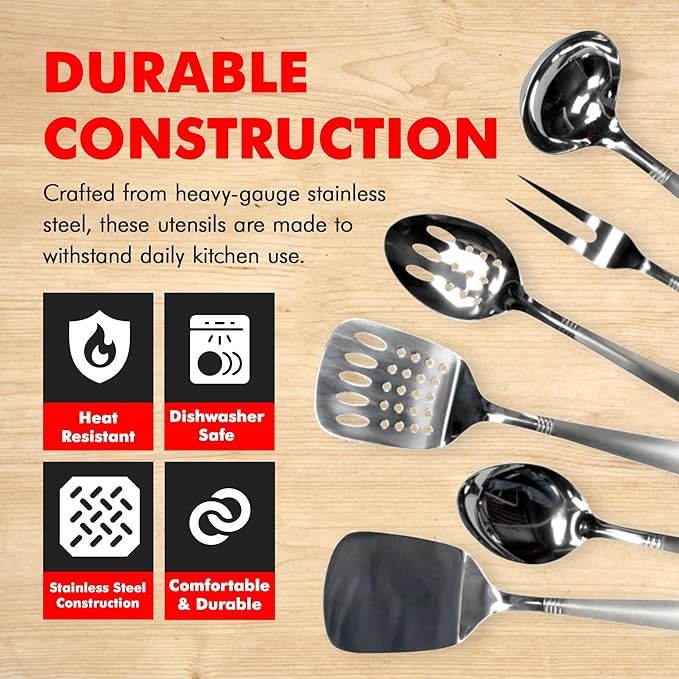 Chef Craft Select Kitchen Tool and Utensil Set, 6 Piece Set, Stainless Steel