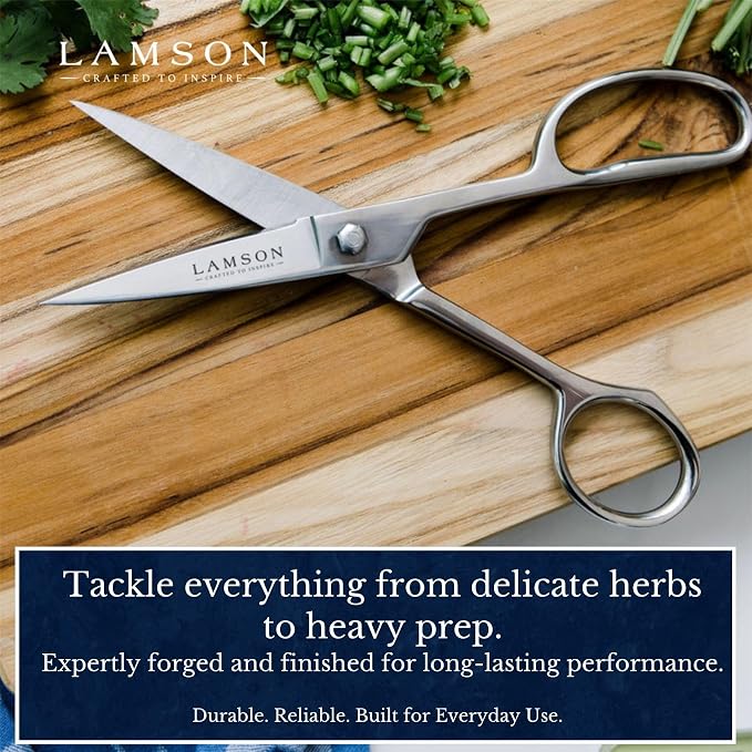 Lamson Forged Take-Apart Kitchen Shears – 8" High-Carbon Stainless Steel Kitchen Scissors | Dishwasher Safe, Made in USA, Poultry and Herb Shears
