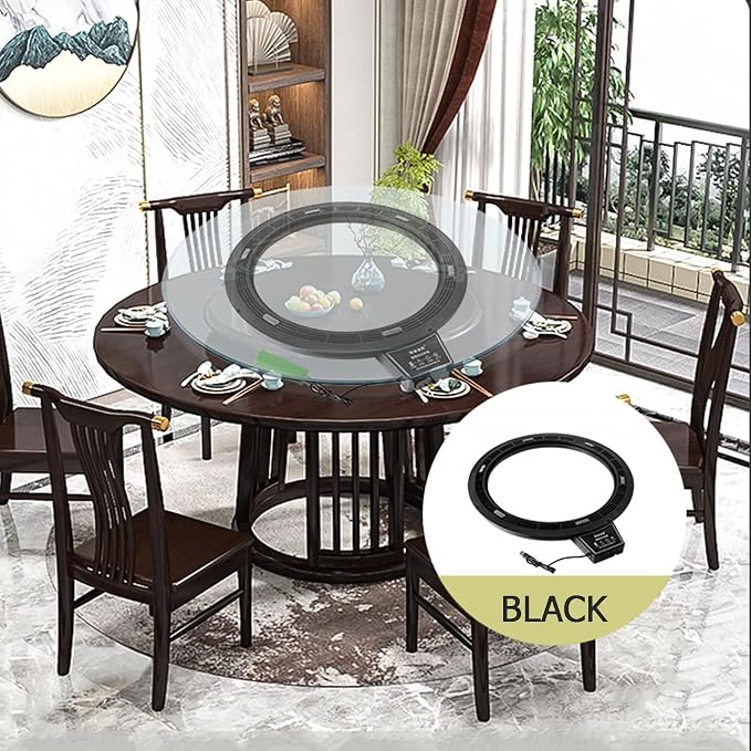 HORV Electric Rotating Turntable Bearing Round Swivel Base Dining Table Serving Tray Large Display Stand Kitchen storage Silent Operation for Wood Glass Table for Lazy Susan Photography Showcase ( Col