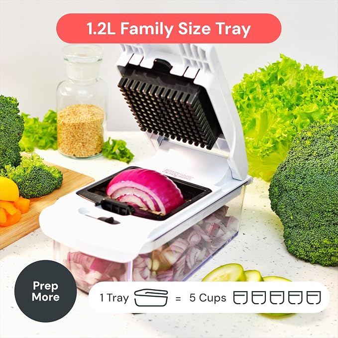 Fullstar Pro Original Vegetable Chopper & Mandoline - Chopper & Mandoline Lids - Food Chopper with Container, Fruit Slicer, Onion Dicer - All-in-One Prep Tool - Kitchen Gadgets & Gifts (6 in 1, White)
