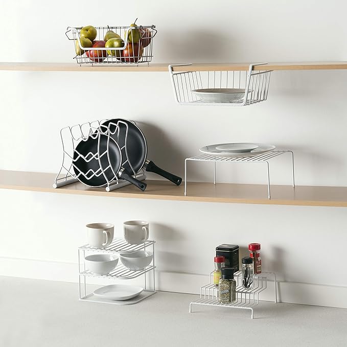 Home Basics 3-Tier Steel Spice Organizer (White) Spice Rack Countertop Organizer | Space-Saving Rack For Spices | Open Design, Vinyl Coated
