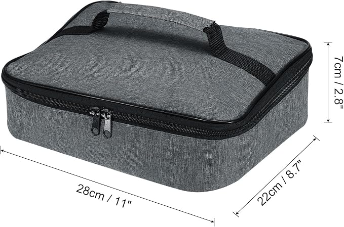PATIKIL 11"x8.7"x2.8" Insulated Lunch Bag, Waterproof Lunch Box with Handle Lunch Tote Bag Portable Food Storage for Office Work Outdoor Picnic, Grey Black