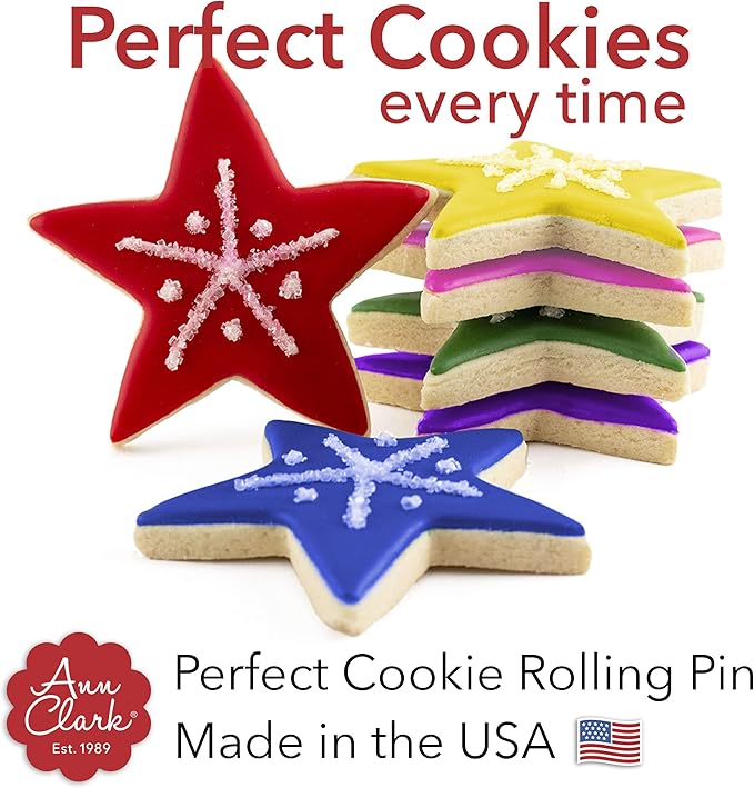 Perfect Cookie Rolling Pin 3/8-in. Fixed Depth Hardwood Made in the USA by Ann Clark