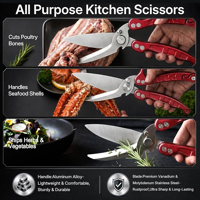 Kitchen Scissors All Purpose, Stainless Steel Heavy Duty Kitchen Shears for Cutting Food-Chicken,Meat,Poultry,Bone,Turkey Multifunctional Kitchen Scissors With Satety Lock