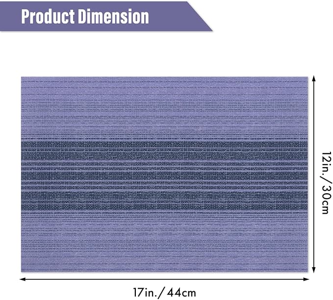 Winknowl Placemats Set of 8, Washable Vinyl Woven Placemats, Heat Resistant & Wipeable Table Mats for Kitchen Dining Table (Purple)