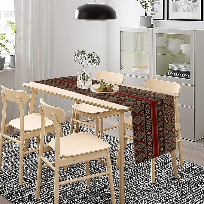 Aztec Table Runners,Southwestern Native American Abstract Tribal Navajo Print Table Cloth for Kitchen Dining Table Decoration for Home Party Decor 13x120 Inch