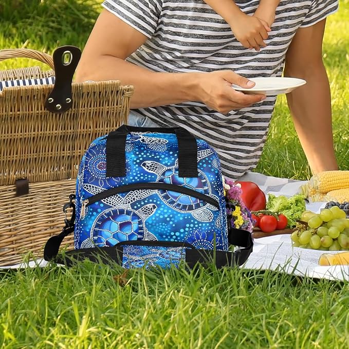 Pardick Galaxy Blue Turtle Insulated Lunch Bag for Women Girl Reusable Lunch Tote Box With Shoulder Strap Lightweight Thermal Cooler Meal Prep Bag for Work School Office Picnic