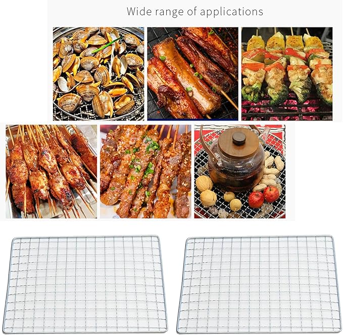 2 Pack Portable Charcoal Grill Grate Replacement 8'' x 6'' Stainless Steel BBQ Smoker Grill Grates Rack for Lightweight Tabletop Grill Backpacking Stove Fire Pit Camping Folding Grills Cookout