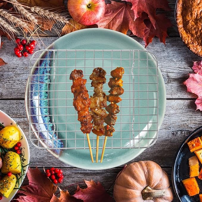 MAGICLULU Stainless Steel Bbq Grill Rack with Thick Grid Construction for Quick Cooling and Flexible Cooking Methods, Sturdy Wire Baking and Cooling Rack Suitable for Oven, Dishwasher Safe