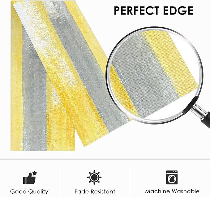 Emvency Yellow Abstract Table Runner, Modern Grey White Art Painting for Kitchen Coffee Table Family Dinners Holiday Parties Wedding Events Decor(13x72 inch)