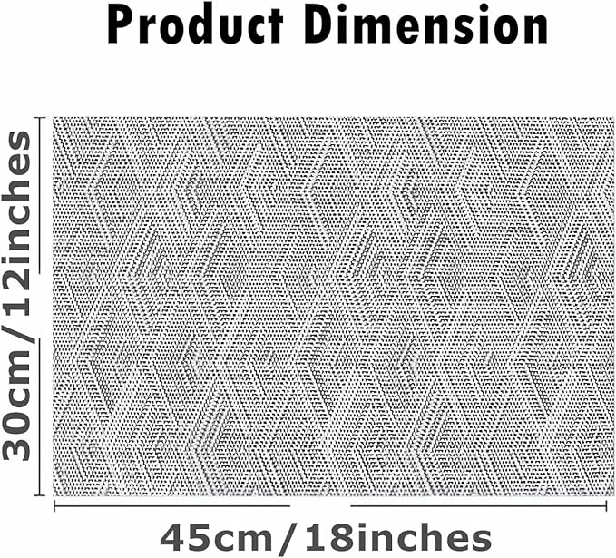 Placemats, Placemats for Dining Table Set of 4, Kitchen Table Mats Heat-Resistant Non-Slip Washable PVC Woven Vinyl Place Mats for Dining Room Table Decoration (Set of 4, 3D Grey)