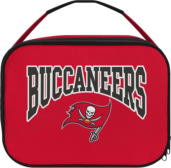 FOCO NFL Unisex-Adult Officially Licensed Wordmark Team Color Big Logo Football Zip Closure 7L Lunch Bag - Tampa Bay Buccaneers